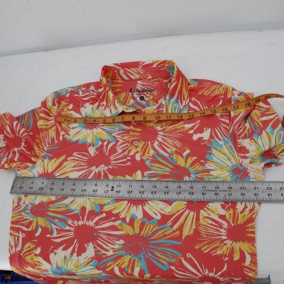 Chubbies Shirt Mens Medium Polo golf Floral Button Up Short Sleeve Stretch fun - Picture 11 of 11